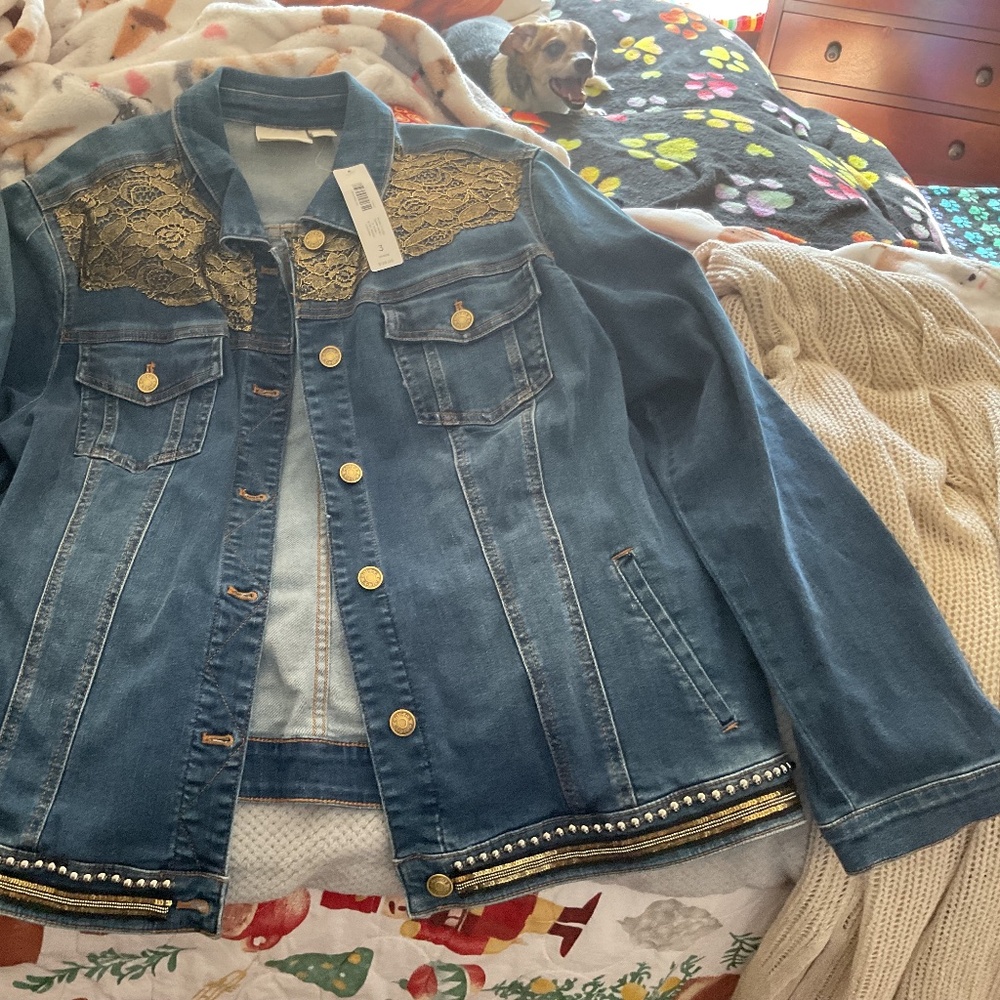 Novelty Lace Chicos’s Denim Jacket, Size 3 L/XL